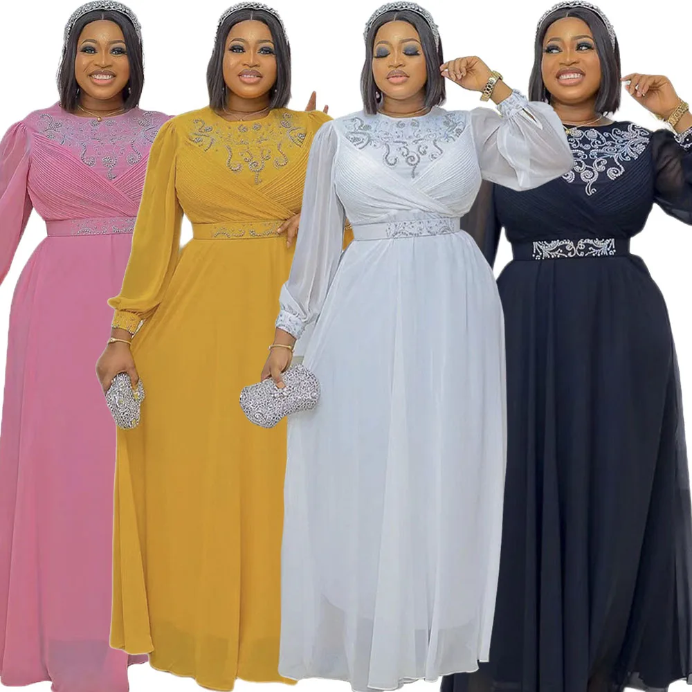 Diamonds Beads Elegant Chiffon Long Dress for African Women Evening Wedding Party Gown Formal Dashiki Muslim Abaya Dubai Kaftan
Diamonds Beads Elegant Chiffon Long Dress for African Women Evening Wedding Party Gown Formal Dashiki Muslim Abaya Dubai Kaftan