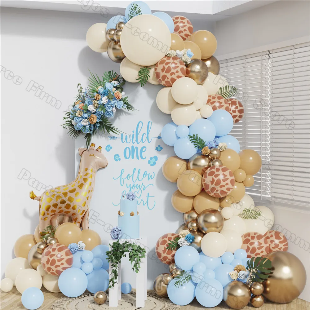 125Pcs Giraffe Print Balloon Garland Arch Blue White Sand Beige Balloons for Baby Shower Boys Wild One Birthday Party Decoration
125Pcs Giraffe Print Balloon Garland Arch Blue White Sand Beige Balloons for Baby Shower Boys Wild One Birthday Party Decoration