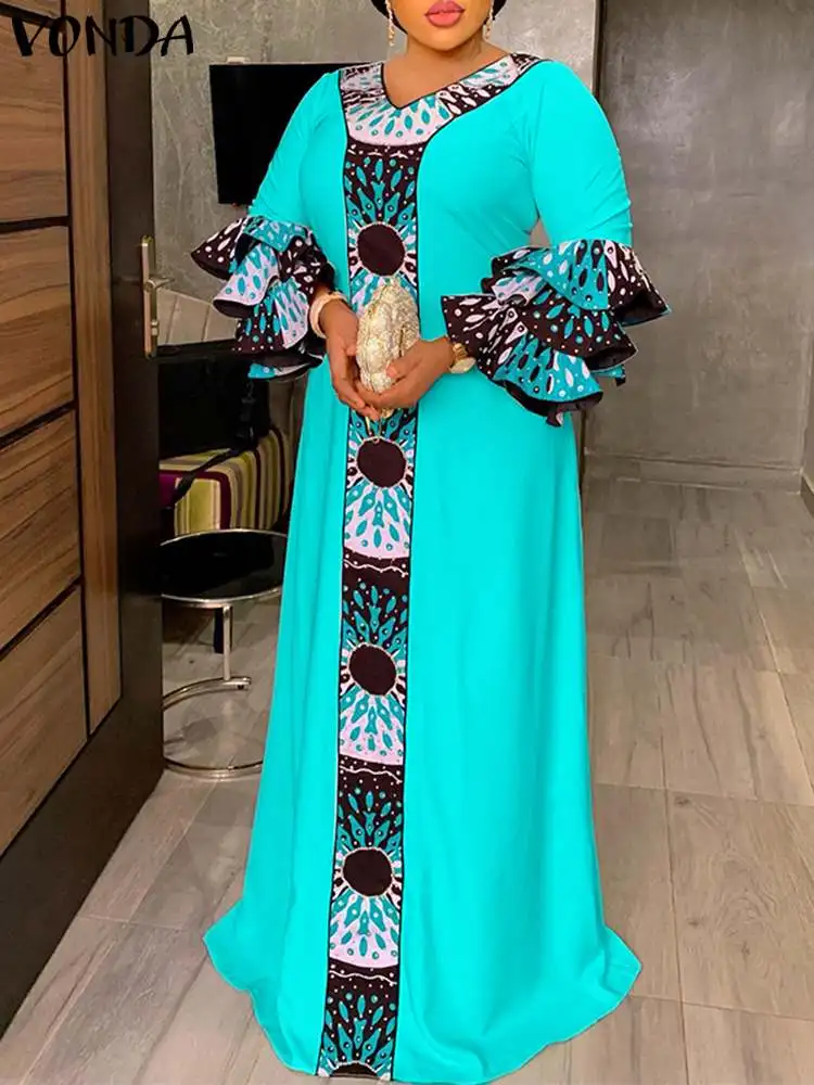VONDA 2022 Stylish Patchwork Maxi Robe Oversize Women 3/4 Sleeve Holiday Vestido Female V-Neck A-Line Printed Party Dress Femme
VONDA 2022 Stylish Patchwork Maxi Robe Oversize Women 3/4 Sleeve Holiday Vestido Female V-Neck A-Line Printed Party Dress Femme