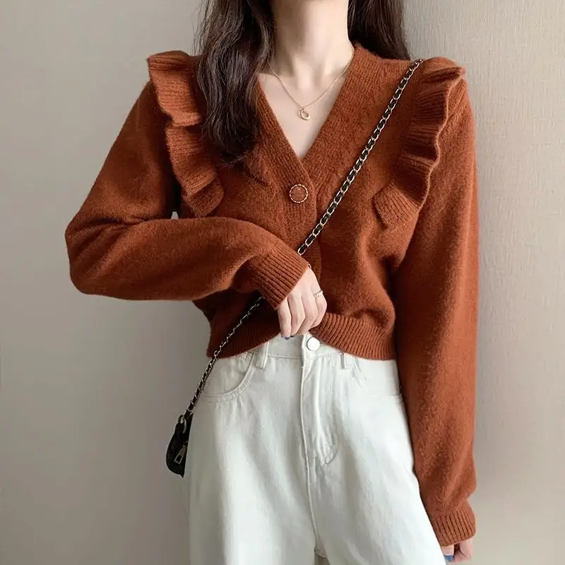 Sweater cardigans female lazy wind short V -neck knit cardigan jacket female autumn long sleeve o neck cardigans sweater tops 
Sweater cardigans female lazy wind short V -neck knit cardigan jacket female autumn long sleeve o neck cardigans sweater tops