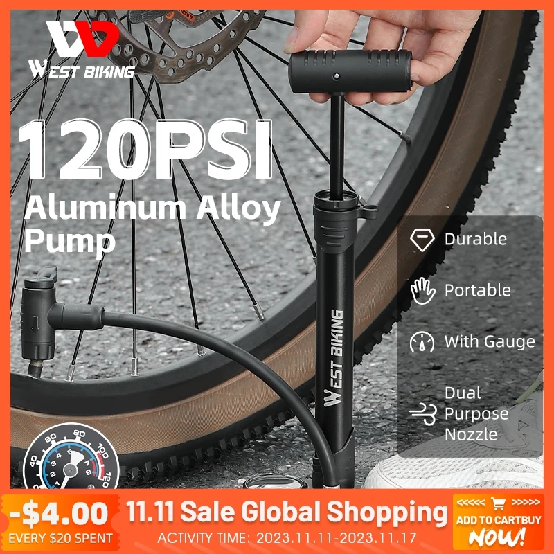WEST BIKING Bicycle Pump 120 PSI Riding Portable Bike Pump FV/AV Handheld/Vertical Inflation Modes Inflator Cycling Accesories
WEST BIKING Bicycle Pump 120 PSI Riding Portable Bike Pump FV/AV Handheld/Vertical Inflation Modes Inflator Cycling Accesories
