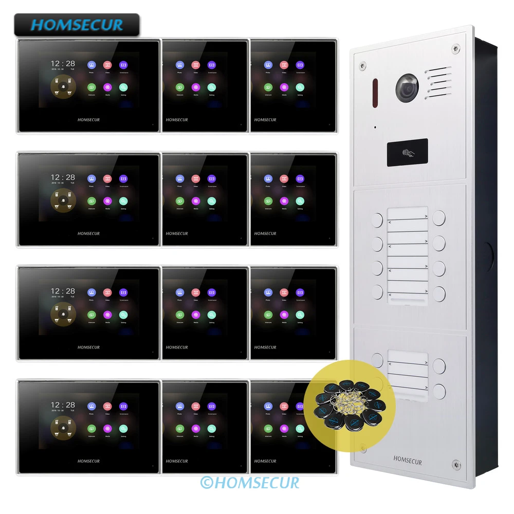 HOMSECUR 4 Wire Video Door Phone Call Intercom RFID Waterproof HD Doorbell Camera Motion Detection for 12 Families
HOMSECUR 4 Wire Video Door Phone Call Intercom RFID Waterproof HD Doorbell Camera Motion Detection for 12 Families