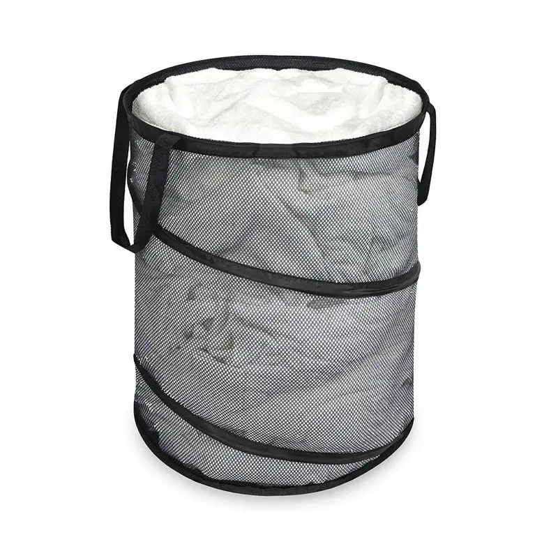 

Up Spiral Laundry Hamper Bag Mesh - Collapsible Design Holds 3 Loads -18 x 24 Inch - Black Garment bag Bra bag Clothes drying ra