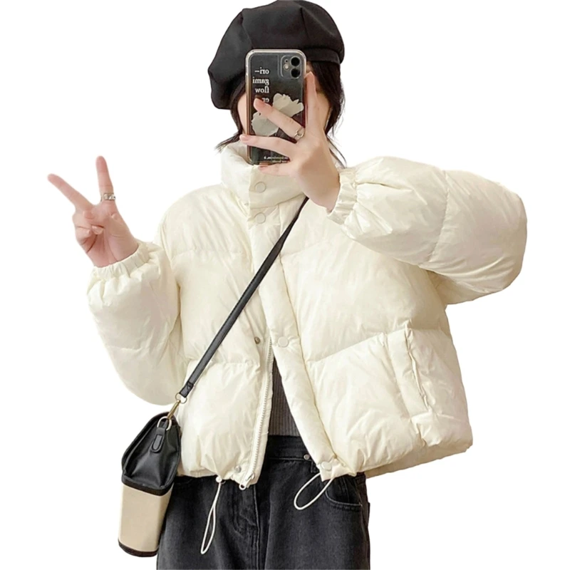 Long Sleeve Puffer for Women Fashionable and Warm Stand Collar Winter Cropped Coat with Pockets
Long Sleeve Puffer for Women Fashionable and Warm Stand Collar Winter Cropped Coat with Pockets