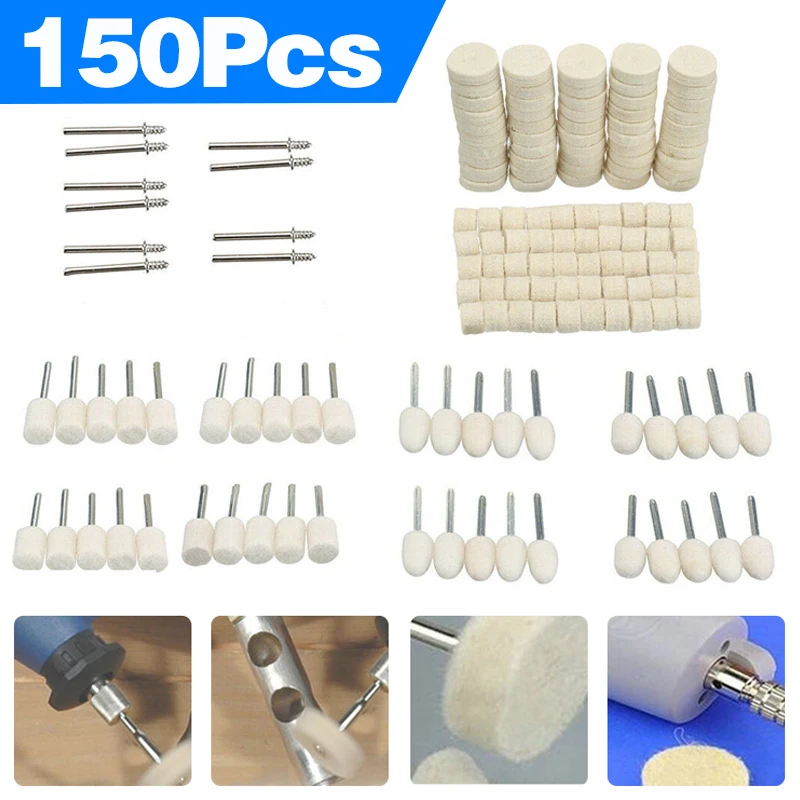 150PCS Wool Felt Polishing Buffing Round Wheel Grinding Pad for Dremel Rotary Tool Accessories
150PCS Wool Felt Polishing Buffing Round Wheel Grinding Pad for Dremel Rotary Tool Accessories