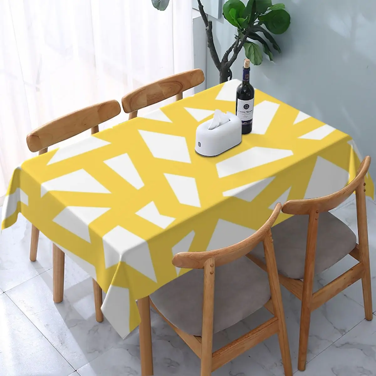 Rectangular Mustard Yellow Thick Mosaic Lines On White Table Cloth Oilproof Tablecloth Table Cover Backed with Elastic Edge
Rectangular Mustard Yellow Thick Mosaic Lines On White Table Cloth Oilproof Tablecloth Table Cover Backed with Elastic Edge