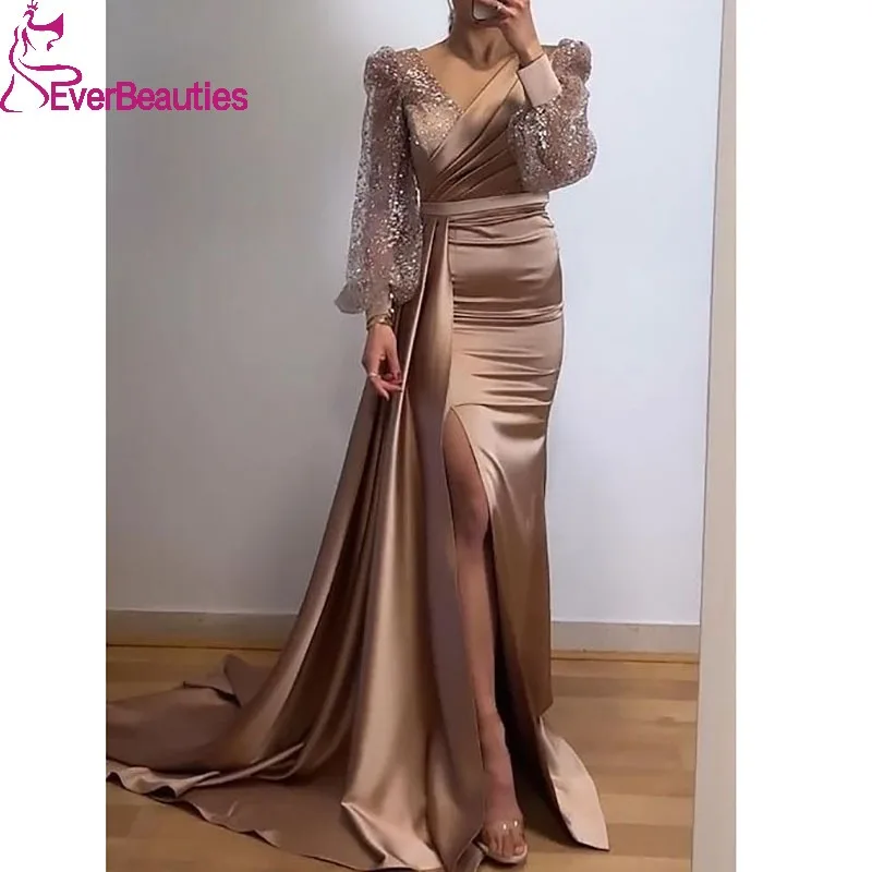 Mermaid Satin Evening Dress for Women Dubai Sequin Sleeves Saudi Arabia Prom Gowns Vestidos De Fiesta Elegantes Para Mujer
Mermaid Satin Evening Dress for Women Dubai Sequin Sleeves Saudi Arabia Prom Gowns Vestidos De Fiesta Elegantes Para Mujer
