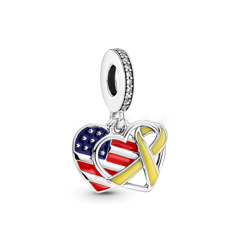 925 Sterling Silver USA Heart Flag Dangle Charm Bead Fits All European Pandora Jewelry Bracelets Necklaces
925 Sterling Silver USA Heart Flag Dangle Charm Bead Fits All European Pandora Jewelry Bracelets Necklaces