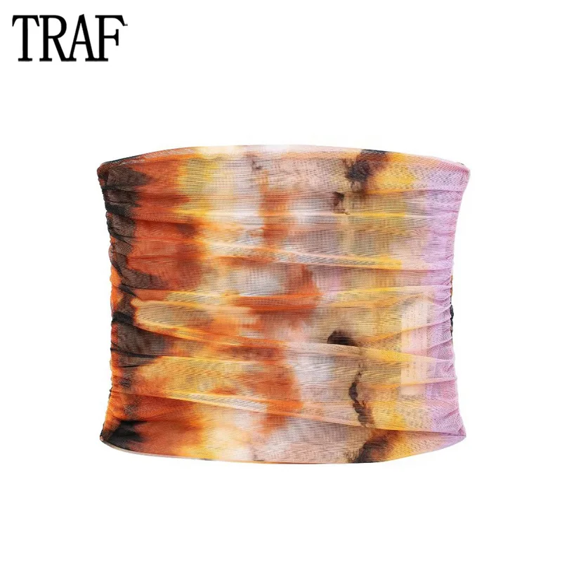 TRAF Tie Dye Crop Top Women Ruched Tulle Corset Top Female Off Shoulder Summer Top Woman Semi Sheer Backless Tops for Women 2023
TRAF Tie Dye Crop Top Women Ruched Tulle Corset Top Female Off Shoulder Summer Top Woman Semi Sheer Backless Tops for Women 2023