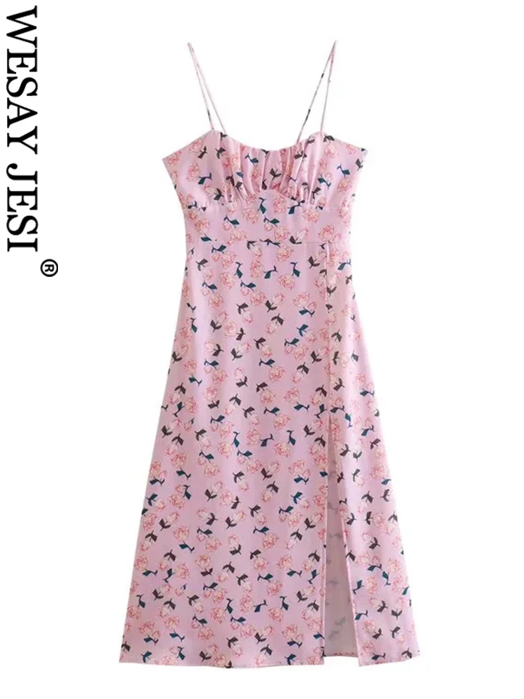 WESAY JESI Charming Sexy Premium Low Neck Slim Hem High Slit Women Dress Pink Floral Print Elegant Vintage Sling Lady Long Dress
WESAY JESI Charming Sexy Premium Low Neck Slim Hem High Slit Women Dress Pink Floral Print Elegant Vintage Sling Lady Long Dress