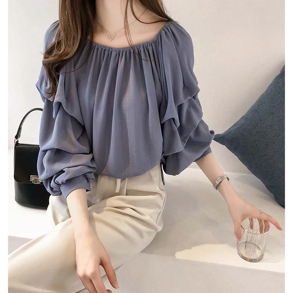 Women's Blouse One-line Neck Strapless Chiffon Shirt Women's Loose Bubble Blouse Was Thin Solid Color Bottoming Shirt New Korea
Women's Blouse One-line Neck Strapless Chiffon Shirt Women's Loose Bubble Blouse Was Thin Solid Color Bottoming Shirt New Korea