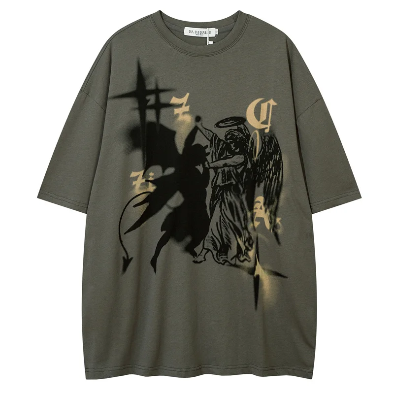 2022 Hip Hop Streetwear Men Oversized T-shirt Angel Devil Print Gothic Tops Summer Harajuku Vintage Cotton Short Sleeve T-shirts
2022 Hip Hop Streetwear Men Oversized T-shirt Angel Devil Print Gothic Tops Summer Harajuku Vintage Cotton Short Sleeve T-shirts