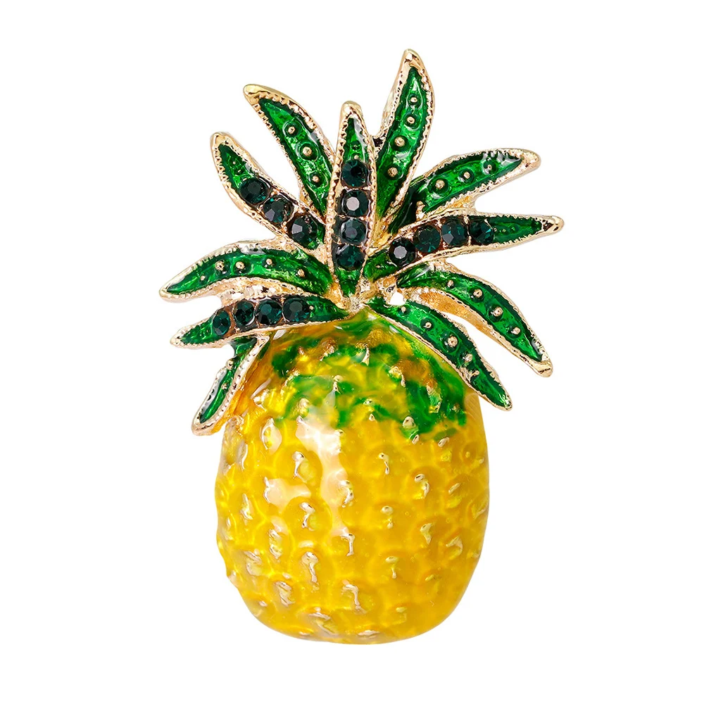 

New Creative Fashion Enamel Pineapple Brooch Rhinestones Inlaid Summer Fresh Sightly Ananas Fruit Pin Corsage Womens Accessories