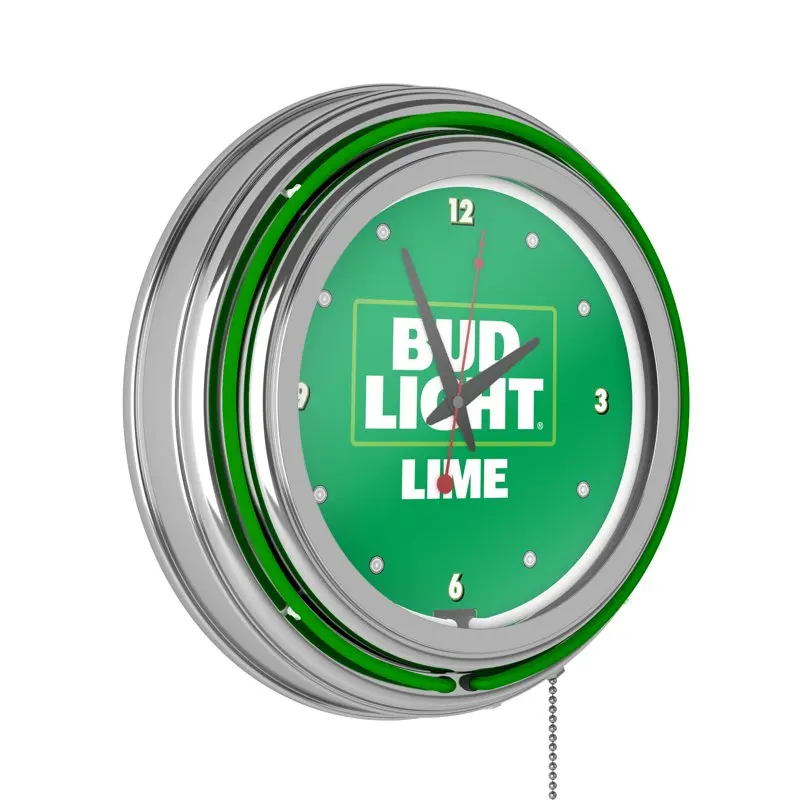 

Perfectly Striking 14-Inch Battery-Powered Lime Light Neon Wall Clock, Brilliant Glow Decor for Bedroom & Living Room