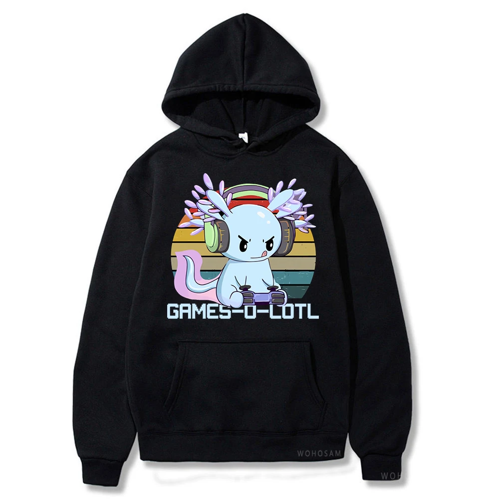 Смешные Snaxolotl Kawaii Gamesolotl геймерские графические толстовки Повседневная зимняя