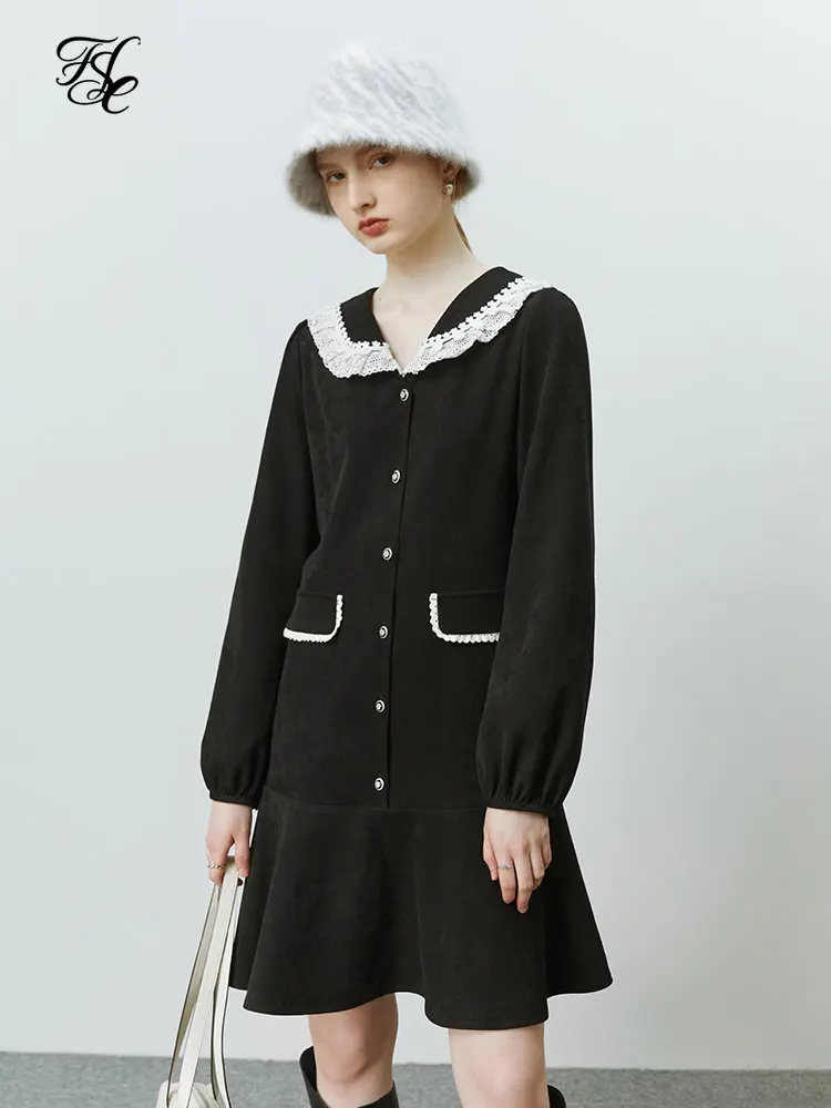 FSLE French Style Lace Stitching V-neck Mini Dress Women Autumn Winter New Casual Commuter Office Lady French Mermaid Skirt
FSLE French Style Lace Stitching V-neck Mini Dress Women Autumn Winter New Casual Commuter Office Lady French Mermaid Skirt