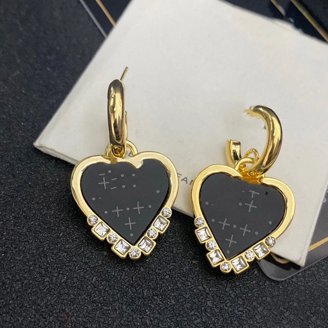 

NEW IN2022 Hot Trend Black Love Heart Cross Embellished Earrings Ear Studs Everyday Wear Versatile Jewelry Atmosphere Banquet