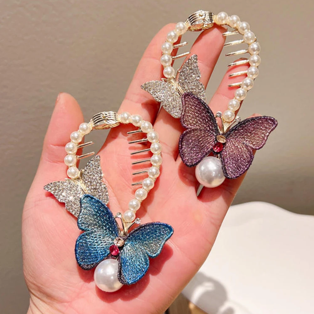 New Rhinestone Butterfly Hair Claw Clip Pan Hair Magic Tool Luxury Ball Head Embroidery Butterfly Ponytail Hair Buckle Headwear
New Rhinestone Butterfly Hair Claw Clip Pan Hair Magic Tool Luxury Ball Head Embroidery Butterfly Ponytail Hair Buckle Headwear