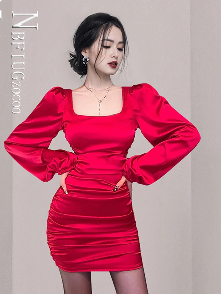 2022 Square Collar Short Sexy Women Dress Long Sleeve High Waist Female Dresses 
2022 Square Collar Short Sexy Women Dress Long Sleeve High Waist Female Dresses