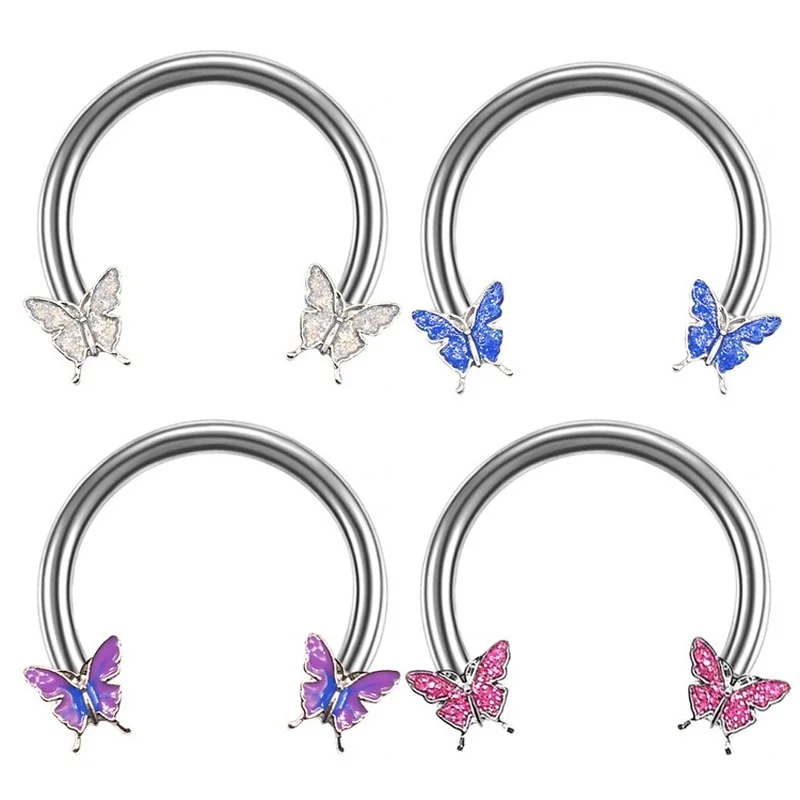 

1 Pcs 16G Butterfly Horseshoe Nose Rings Earrings Septum Ring Tragus Piercing Daith Helix Hoop Earring Nostril Piercing Jewelry