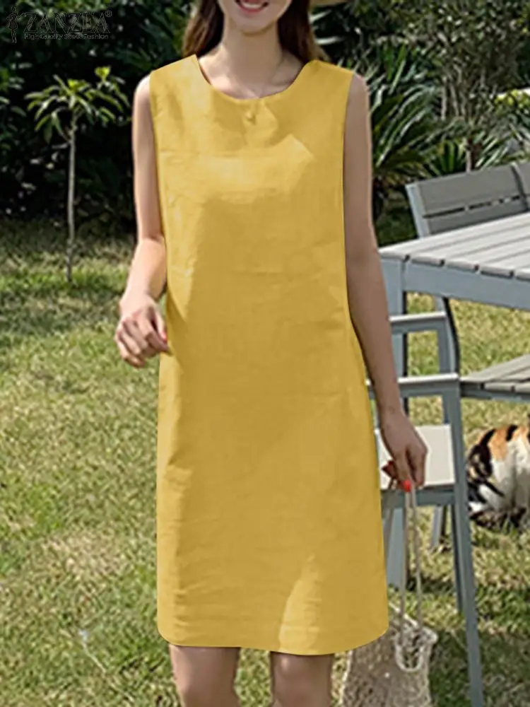 ZANZEA Summer Vintage Sleeveless Sundress Women Fashion Casual Loose Party Vestidos Robe Femme Sarafans Solid Knee-length Dress
ZANZEA Summer Vintage Sleeveless Sundress Women Fashion Casual Loose Party Vestidos Robe Femme Sarafans Solid Knee-length Dress