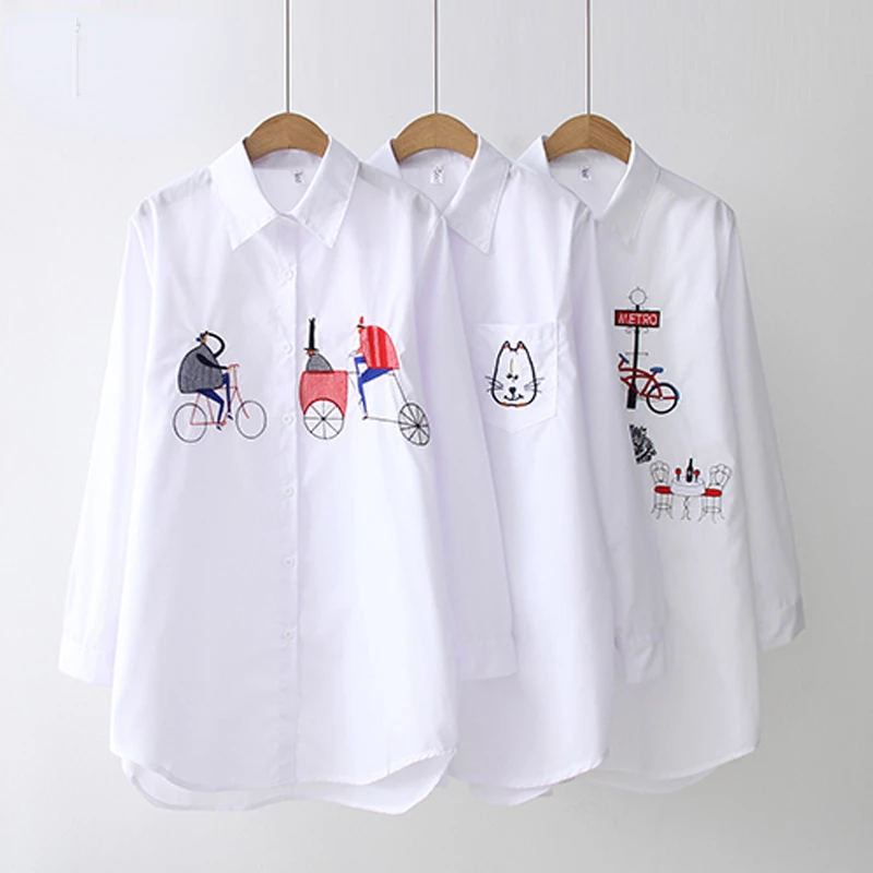 New White Women Blouse 2022 Long Sleeve Cotton Embroidery Blouse Lady Casual Button Design Turn Down Collar Female Shirt
New White Women Blouse 2022 Long Sleeve Cotton Embroidery Blouse Lady Casual Button Design Turn Down Collar Female Shirt