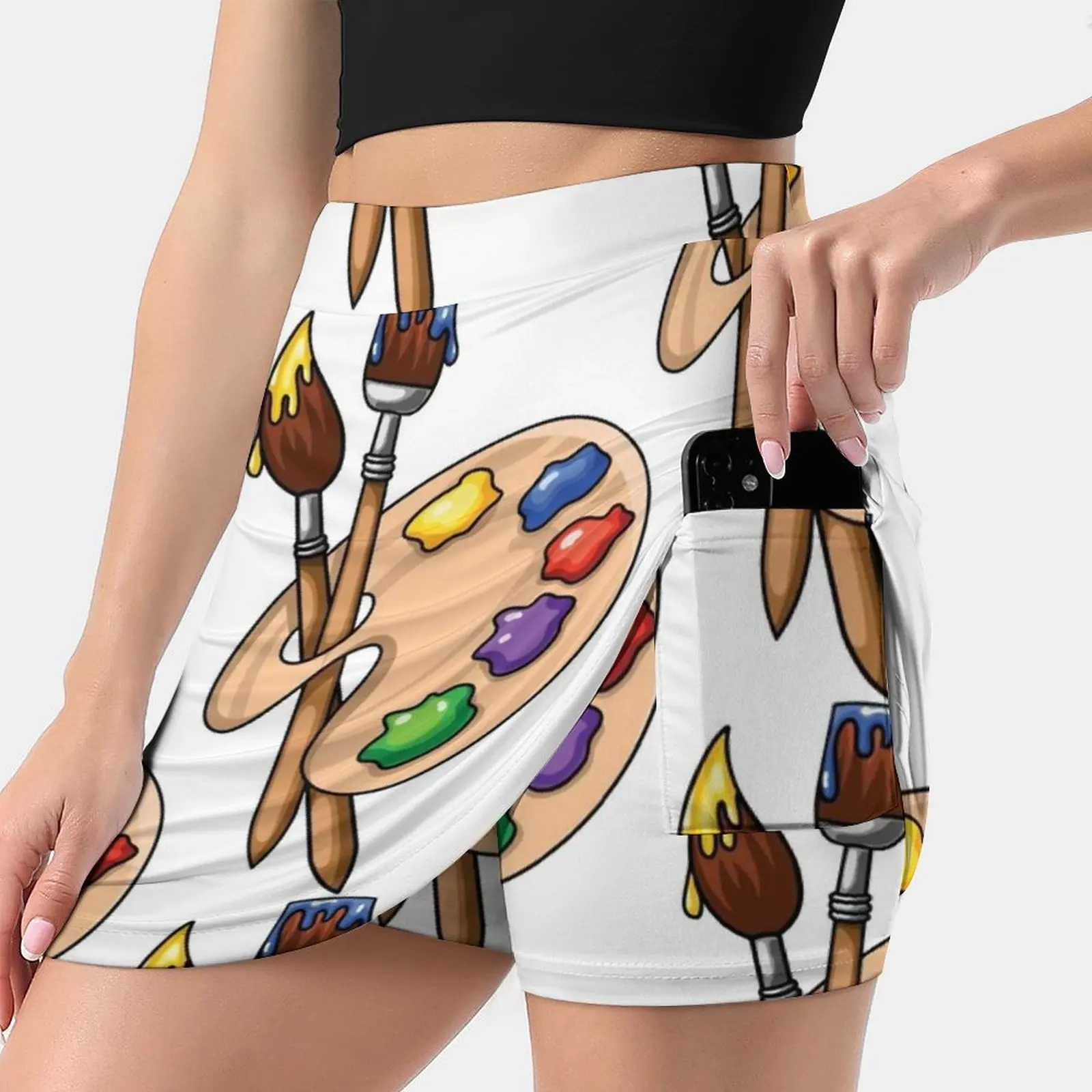 Cartoon Wooden Art Palette With Paints And Two Brushes Women's skirt With Pocket Vintage Skirt Printing A Line Skirts Summer
Cartoon Wooden Art Palette With Paints And Two Brushes Women's skirt With Pocket Vintage Skirt Printing A Line Skirts Summer