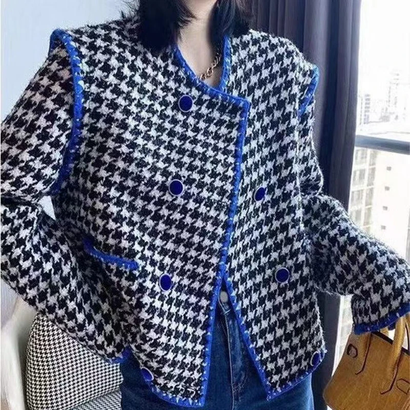Vintage Houndstooth Jacket Women O-Neck Full Sleeve Loose Tweed Jackets Women 2022 Korean Fashion Elegant Coats Female LD2828
Vintage Houndstooth Jacket Women O-Neck Full Sleeve Loose Tweed Jackets Women 2022 Korean Fashion Elegant Coats Female LD2828