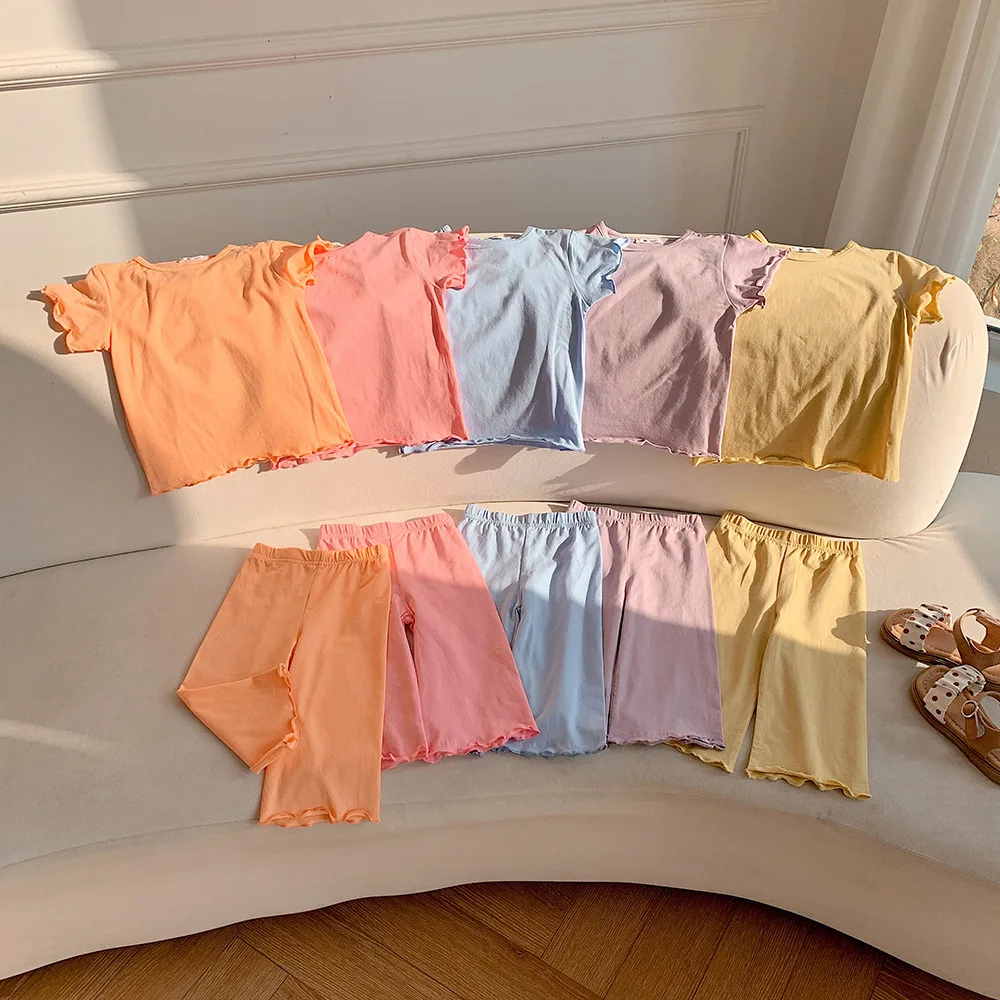 Baby Candy Color Pajamas Set for Girl Boy Kid Solid Short Sleeve Fungus Edge Sleepwear Cotton Home Clothes Children Homewear Set
Baby Candy Color Pajamas Set for Girl Boy Kid Solid Short Sleeve Fungus Edge Sleepwear Cotton Home Clothes Children Homewear Set