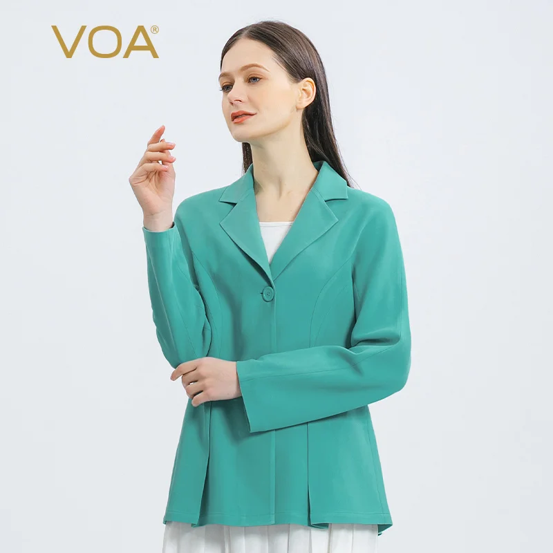 VOA 60m/m Heavyweight Silk Long Empty Green Lapel Long Sleeves Coats Two Button Waist Thin Business Suit Jacket Women WE166
VOA 60m/m Heavyweight Silk Long Empty Green Lapel Long Sleeves Coats Two Button Waist Thin Business Suit Jacket Women WE166