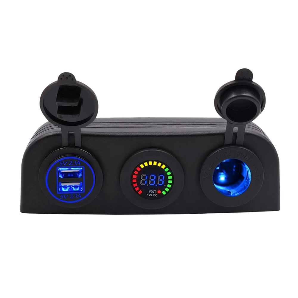 3 Hole Tent Base 4.2A Dual USB Charger 12V DC Voltmeter Led Cigarette Lighter Power Outlet Socket for Car Motorcycle Boat ATV
3 Hole Tent Base 4.2A Dual USB Charger 12V DC Voltmeter Led Cigarette Lighter Power Outlet Socket for Car Motorcycle Boat ATV