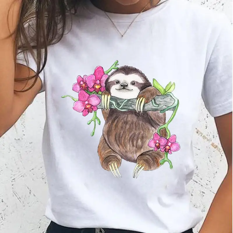 Women T-shirts Sloth Animal Lazy Flower Cute Female T Cartoon Clothes Short Sleeve Casual Fashion Lady Graphic Top Tshirt Tee
Women T-shirts Sloth Animal Lazy Flower Cute Female T Cartoon Clothes Short Sleeve Casual Fashion Lady Graphic Top Tshirt Tee