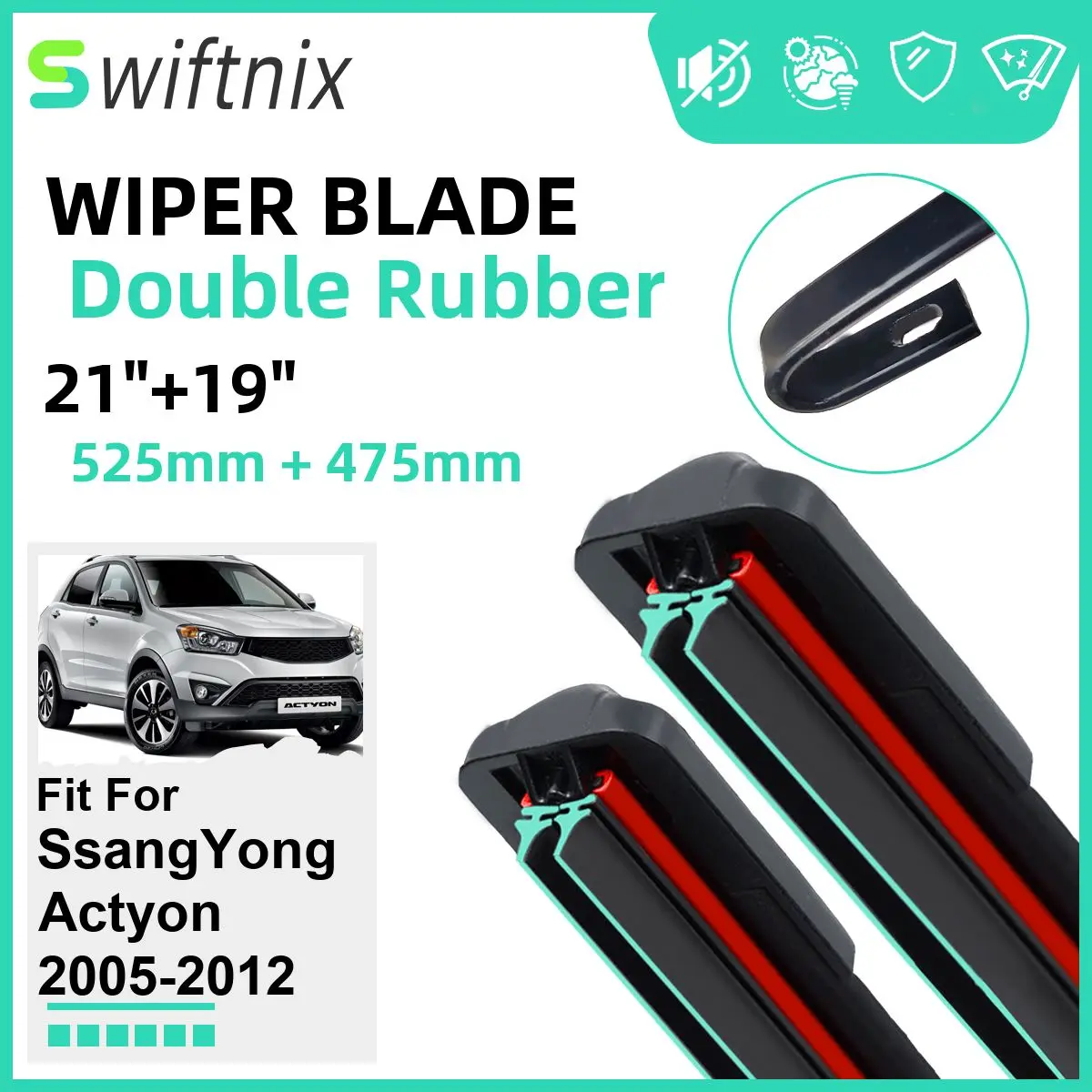 Двойные резиновые автомобильные дворники для Smart Forfour W454 2004-2007 переднее ветровое