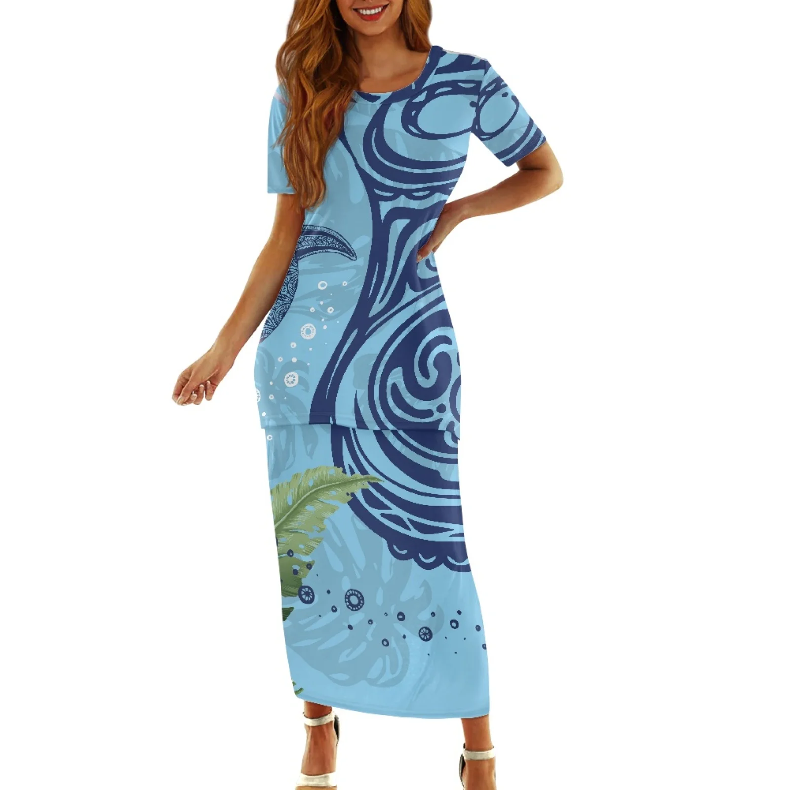 Polynesian Tribal Fijian Totem Tattoo Fiji Prints Casual Short Sleeve O Neck Maxi Dress Sisters Party Blue Stripe Two Pieces Set 
Polynesian Tribal Fijian Totem Tattoo Fiji Prints Casual Short Sleeve O Neck Maxi Dress Sisters Party Blue Stripe Two Pieces Set