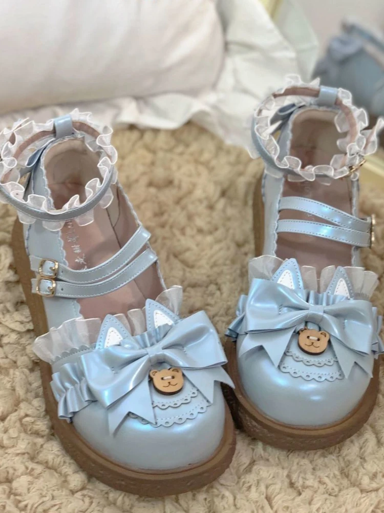 Lolita Kawaii Mary Janes Shoes Women Japanese Style Lace Bow Sweet Sandals Female Buckle Design Non-slip Flat Shoes Autumn 2022
Lolita Kawaii Mary Janes Shoes Women Japanese Style Lace Bow Sweet Sandals Female Buckle Design Non-slip Flat Shoes Autumn 2022