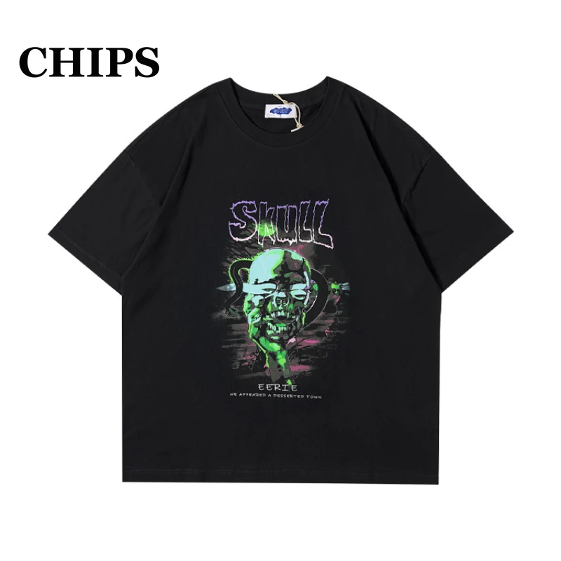 CHIPS Skull Print Dark Oversize T-Shirts Summer Vintage Unisex Hipster Casual Tee Streetwear Harajuku Cotton Top Tshirt Y2K
CHIPS Skull Print Dark Oversize T-Shirts Summer Vintage Unisex Hipster Casual Tee Streetwear Harajuku Cotton Top Tshirt Y2K