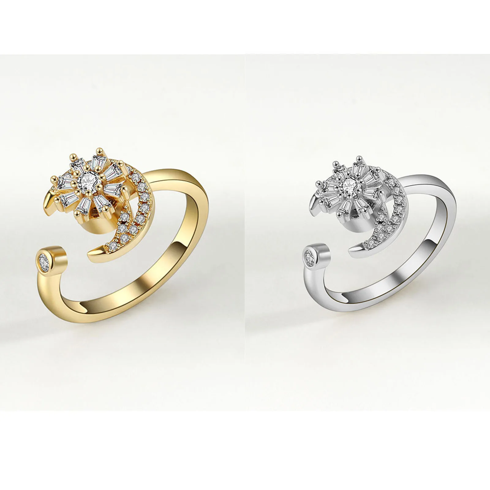 2022 New Arrival Trendy Gold Silver Color Open Adjustable Ring Flower Moon Shiny For Women Wedding Party Jewelry Gift 1 Piece 
2022 New Arrival Trendy Gold Silver Color Open Adjustable Ring Flower Moon Shiny For Women Wedding Party Jewelry Gift 1 Piece