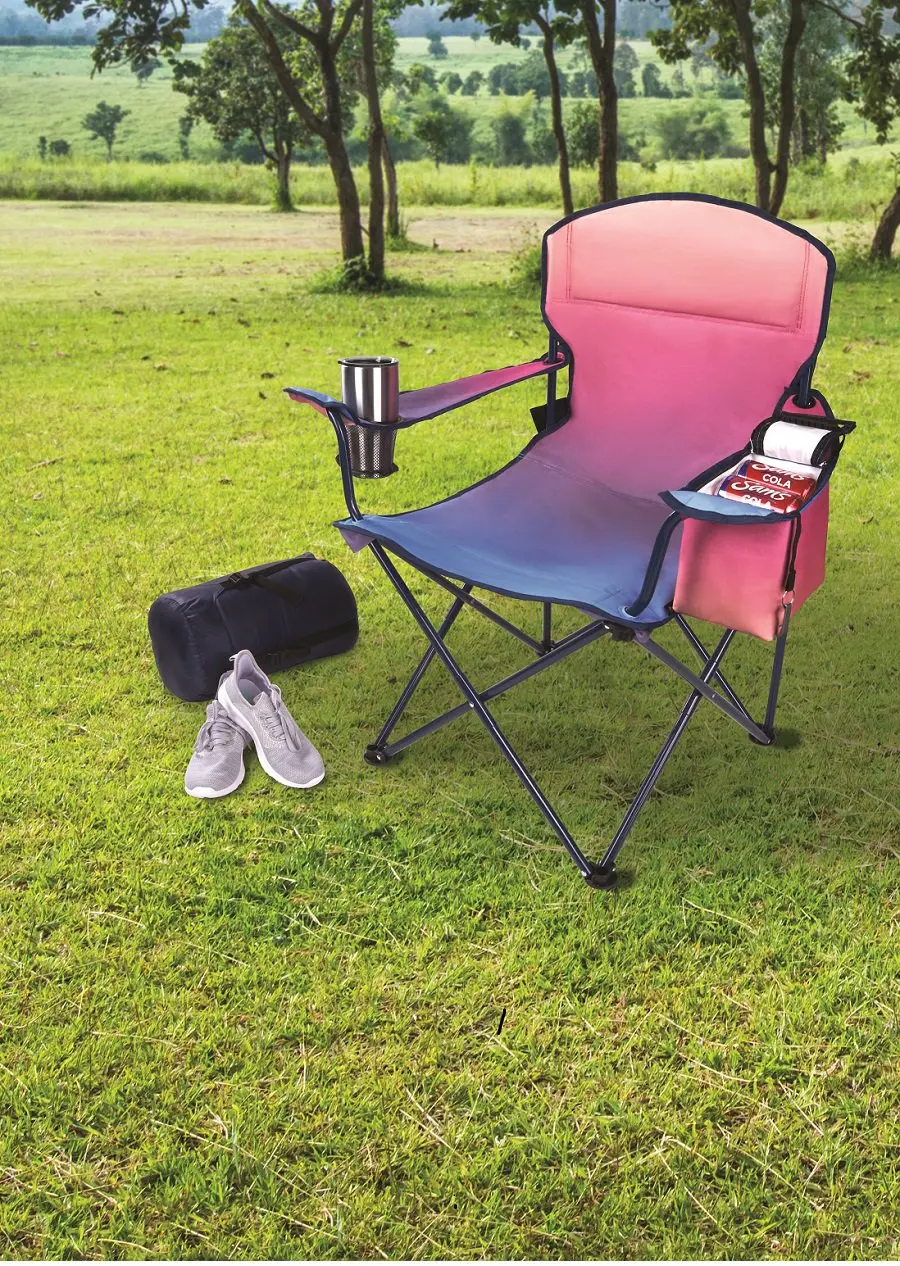 Camp Chair with Cooler, Gradient Design, Pink and Blue, Adult Portable Folding Chair for Camping Holiday Traveling
Camp Chair with Cooler, Gradient Design, Pink and Blue, Adult Portable Folding Chair for Camping Holiday Traveling