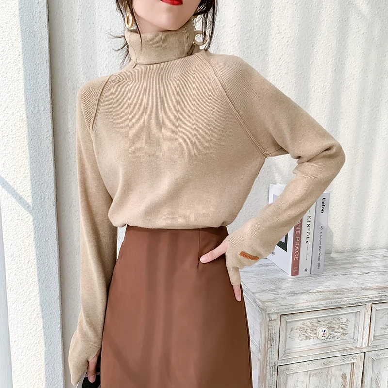 

Autumn Winter Turtleneck Women Sweater Elegant Slim Female Knitted Pullovers Casual Stretched Sweater jumpers femme