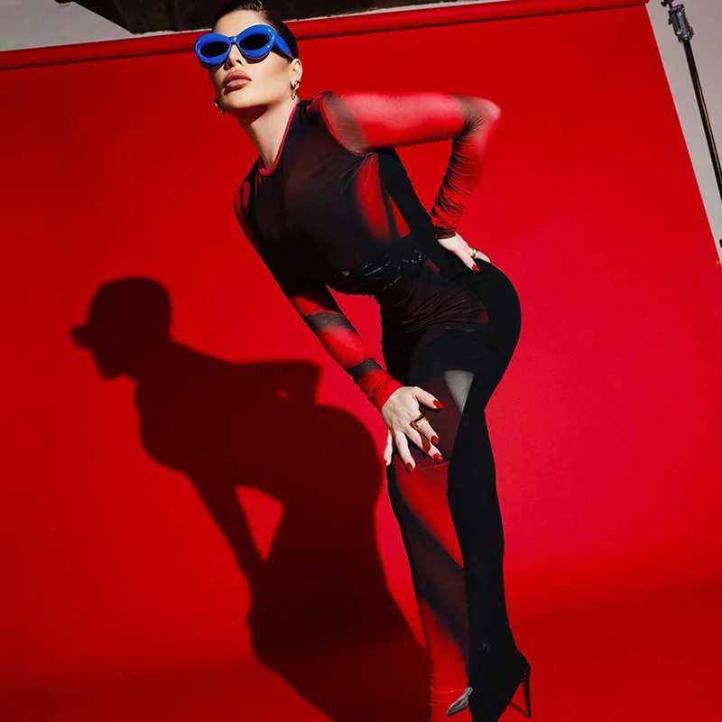 Женское прозрачное Сетчатое платье с длинным рукавом, Красное Длинное облегающее платье в уличном стиле, осенняя одежда для бизнеса, 2022
Женское прозрачное Сетчатое платье с длинным рукавом, Красное Длинное облегающее платье в уличном стиле, осенняя одежда для бизнеса, 2022