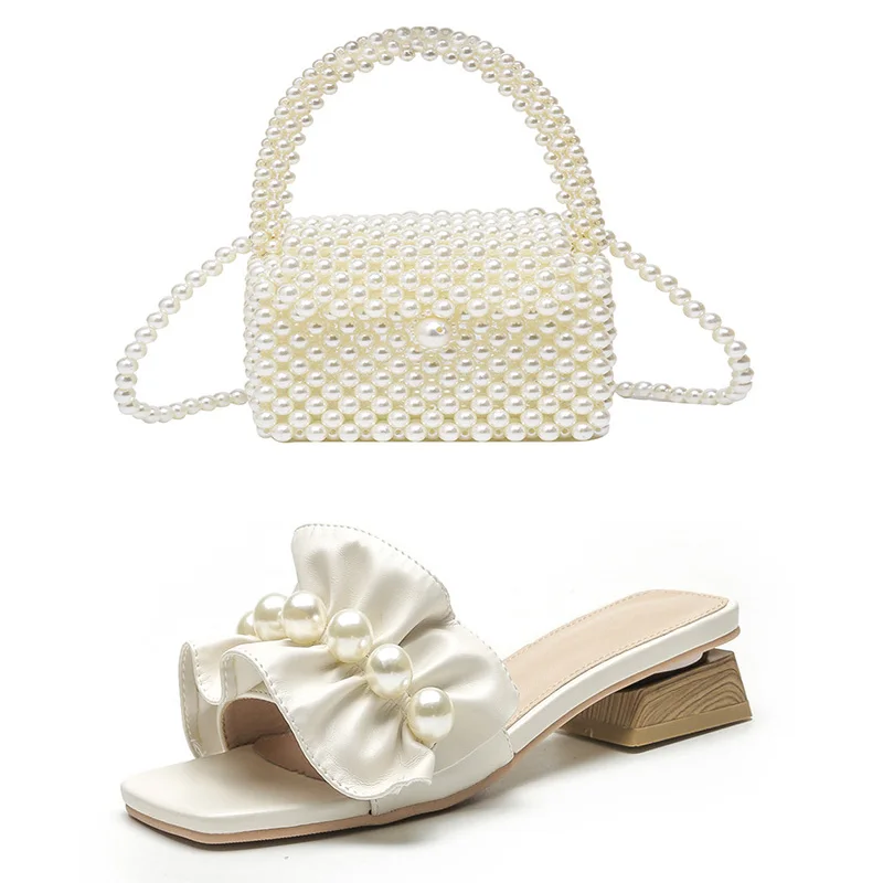 Ladies Summer Pearl High-heeled Sandals Slippers Outer Wear Fashion Women's Shoes New Seaside Beach Flip Flops Wallet Slides
Ladies Summer Pearl High-heeled Sandals Slippers Outer Wear Fashion Women's Shoes New Seaside Beach Flip Flops Wallet Slides