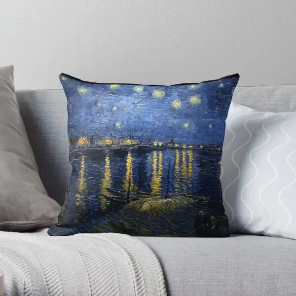 

Starry Night Over The Rhone Van Gogh Printing Throw Pillow Cover Bed Square Hotel Fashion Case Office Car Pillows not include