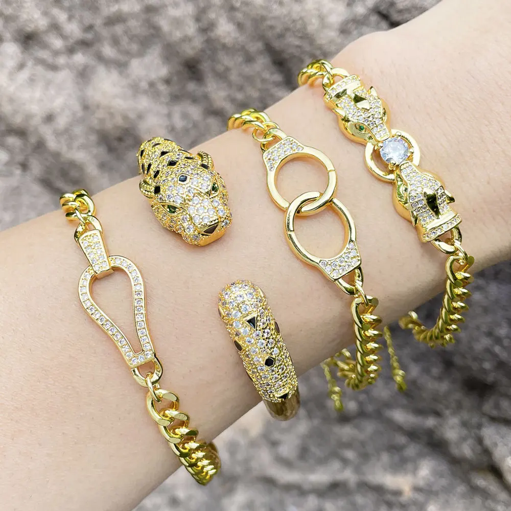 Zircon Leopard Head Bracelets For Women Men Stainless Steel Simple Twist Buckle Design Open Nail Bracelet Ornament Party Jewelry
Zircon Leopard Head Bracelets For Women Men Stainless Steel Simple Twist Buckle Design Open Nail Bracelet Ornament Party Jewelry