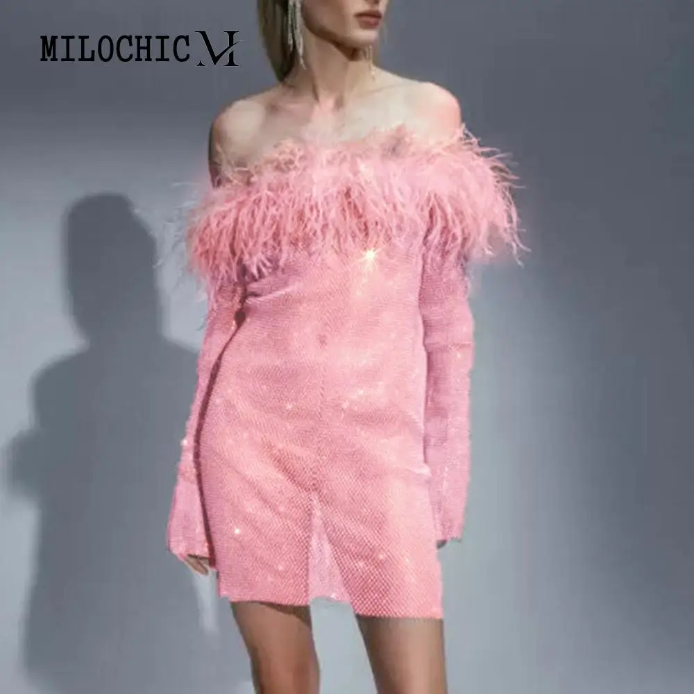 Women Off Shoulder Dress See Through Glitter Mesh Dress Slim Fit Bandeau Short Dress Fluffy Patchwork Dress Aesthetic Dress
Women Off Shoulder Dress See Through Glitter Mesh Dress Slim Fit Bandeau Short Dress Fluffy Patchwork Dress Aesthetic Dress