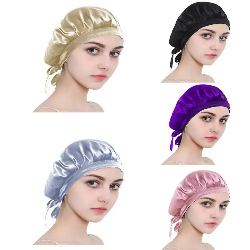 Silk Night Cap Bonnet Hair Unisex Head Wrap Elastic Narrow Brim Shower Cap Long Hair Head Cover for Woman Hair Styling tool
Silk Night Cap Bonnet Hair Unisex Head Wrap Elastic Narrow Brim Shower Cap Long Hair Head Cover for Woman Hair Styling tool