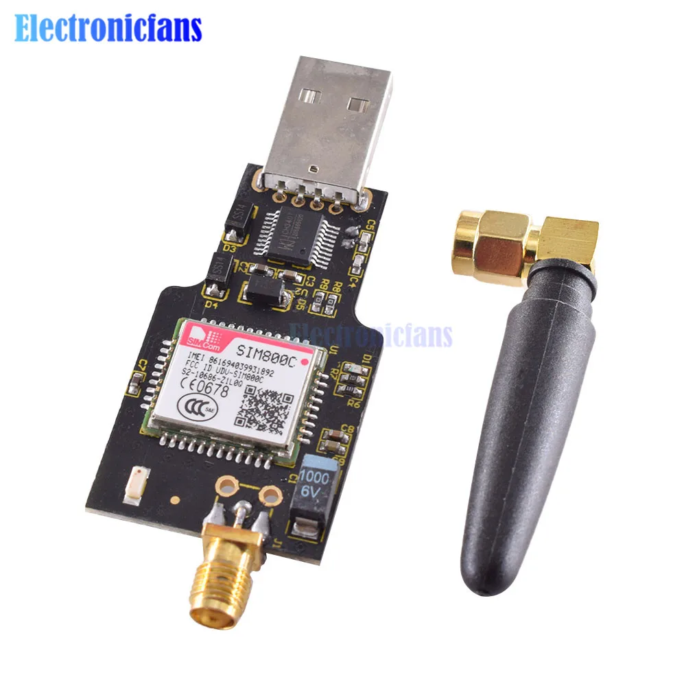 

USB to GSM Module with Bluetooth Quad Band GSM GPRS SIM800 SIM800C Module On-board CH340T Serial Chip Transceiver with Antenna