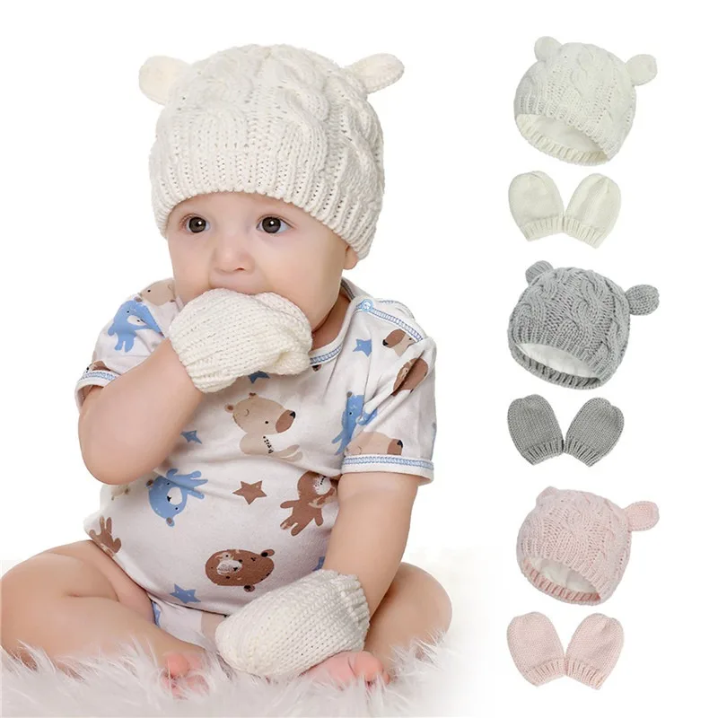 New Infant Baby Kids Girls Boys Winter Warm Knit Hat Ear Solid Warm Cute Gloves 3pcs Lovely Beanie Kids Newborn Cap 0-18M
New Infant Baby Kids Girls Boys Winter Warm Knit Hat Ear Solid Warm Cute Gloves 3pcs Lovely Beanie Kids Newborn Cap 0-18M