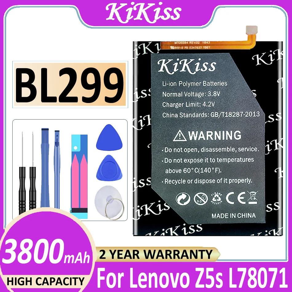 Оригинальный аккумулятор KiKiss BL299 3800 мАч высокого качества для Lenovo Z5s L78071 6,3 дюйма аккумулятор + Инструменты
Оригинальный аккумулятор KiKiss BL299 3800 мАч высокого качества для Lenovo Z5s L78071 6,3 дюйма аккумулятор + Инструменты