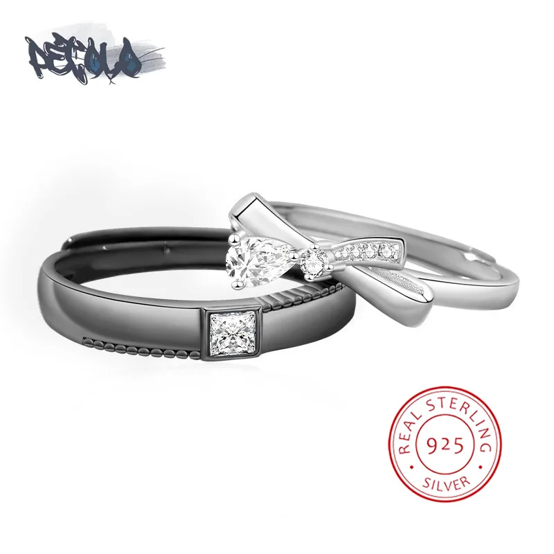 New 925 Sterling Silver Ring for Women Simple Opening Adjustable Couple Zircon Pair Ring Fashion Wedding Engagement Ring
New 925 Sterling Silver Ring for Women Simple Opening Adjustable Couple Zircon Pair Ring Fashion Wedding Engagement Ring