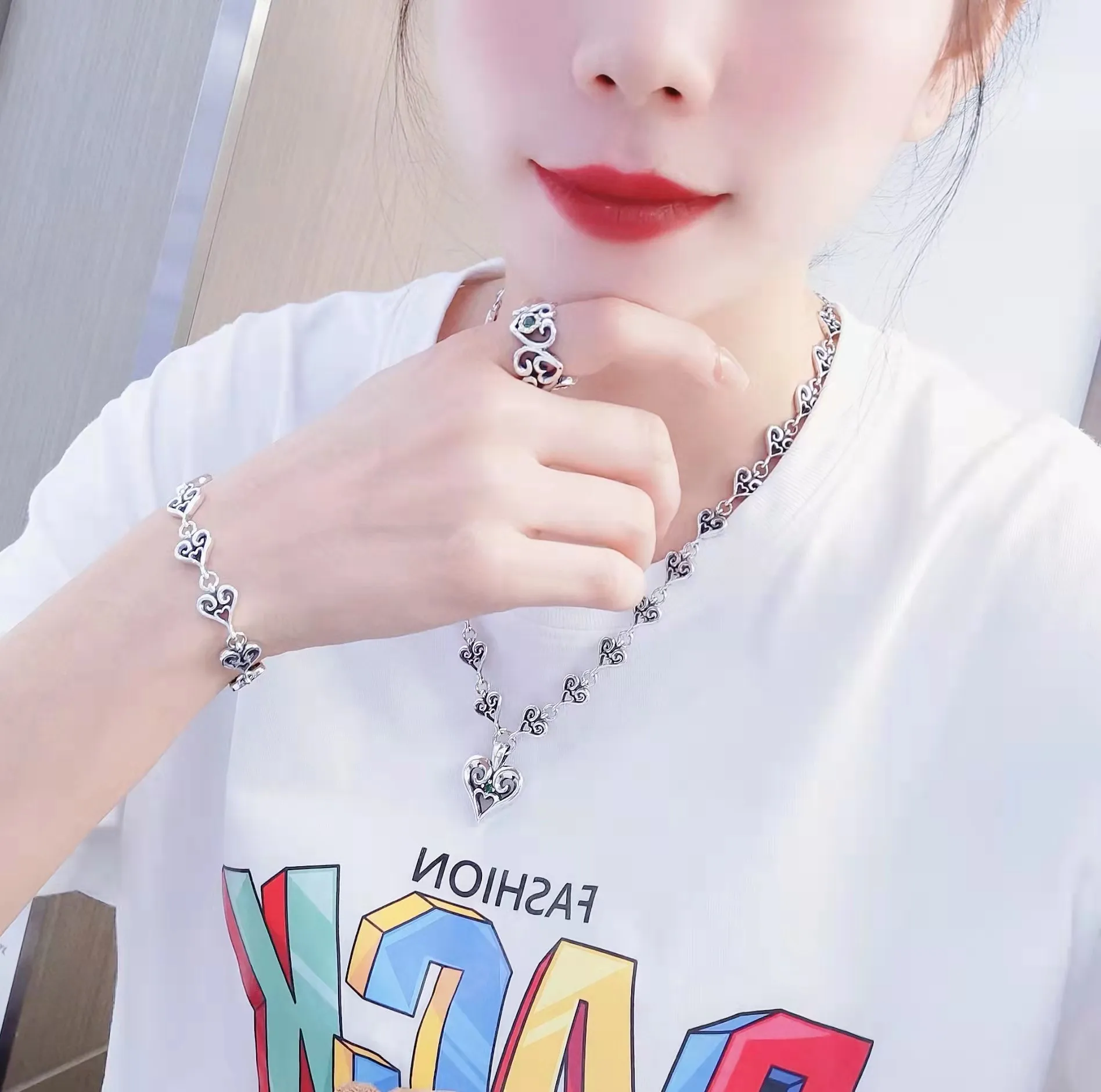 Punk 100% 925 Sterling Silver Vintage Heart Peach OT Buckle Bracelet for Women, Fashion Silver Jewelry Gift for Girlfriend
Punk 100% 925 Sterling Silver Vintage Heart Peach OT Buckle Bracelet for Women, Fashion Silver Jewelry Gift for Girlfriend